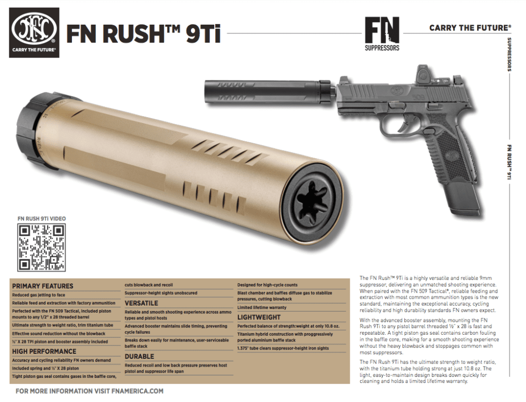 FN Rush 9Ti FDE 9mm Suppressor