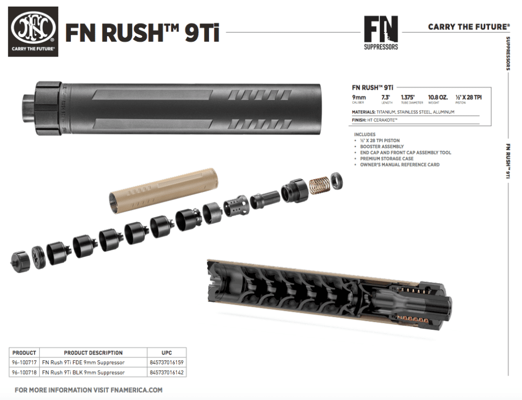 FN Rush 9Ti BLK 9mm Suppressor