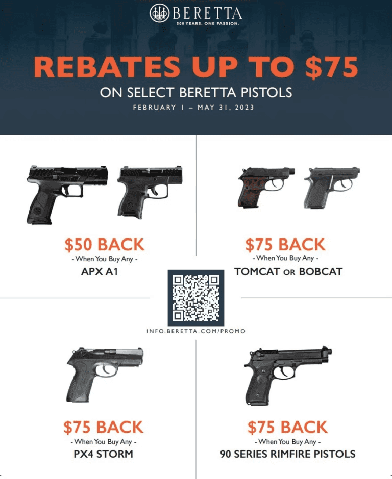 Beretta Rebates up to 75 back Feb 1st May 31st 2023 H&H Shooting