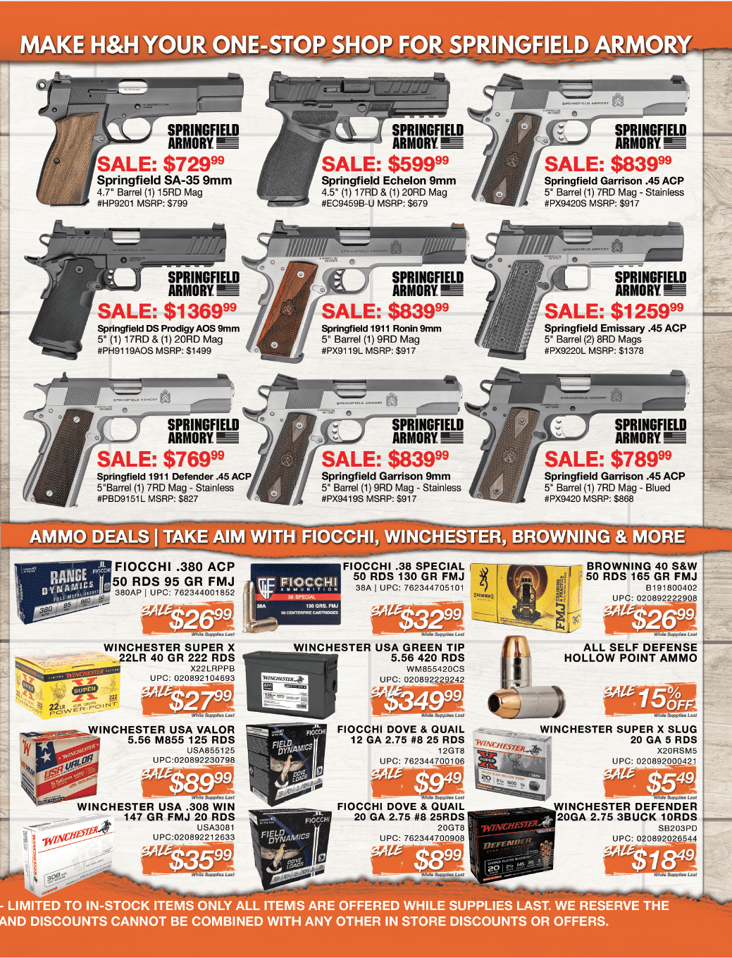 Retail sales flyer for H&H Shooting Sports in Oklahoma City, valid from October 1st 2023 to October 31st 2023